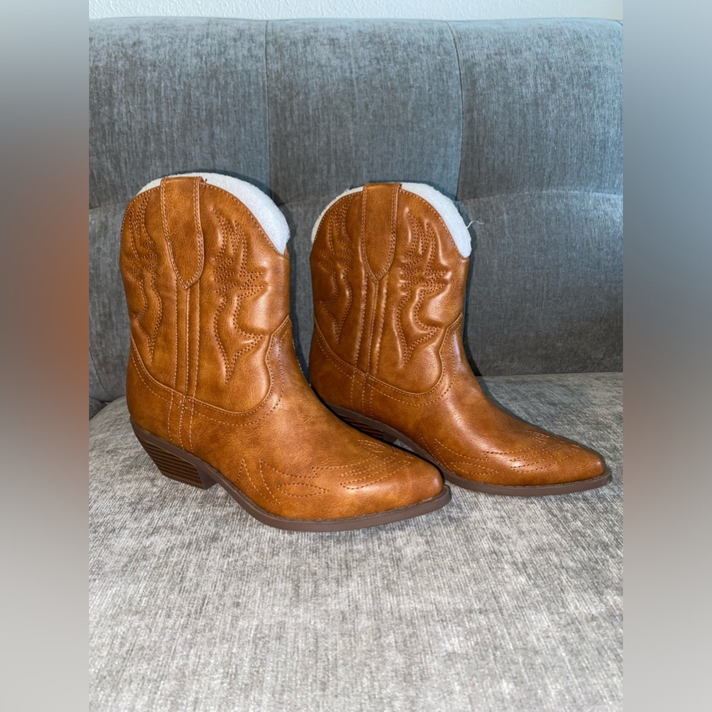 Natural Tan Cowboy Booties